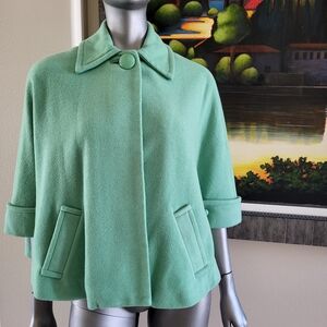 342. CAbi #168 Green Wool Blend Cape/Coat - Size S/M